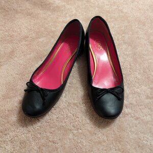 Chaps Alexys Black Block Heel Ballerina Pumps, Size 9.5B